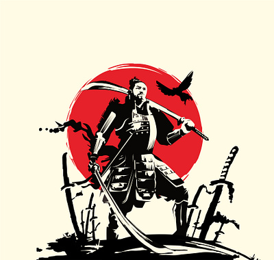 samurai ink sketch charachter illustration mascot mascot logo ronin samurai