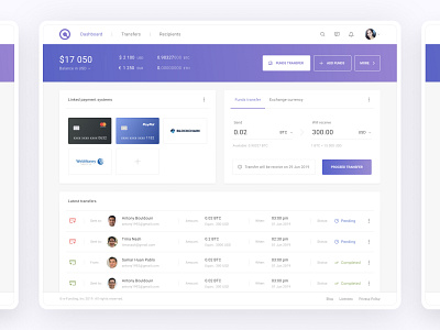 Dashboard Of Payment System Product btc dashboard exchange funds transfer money transfer payment card payment system payments transfers usd