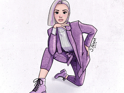 Bossbabe bob boots boss bossbabe powersuit purple shorthair suit