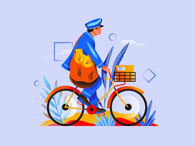 Postman design flat icon illustration illustrator post postman simple texture ui ux vector web