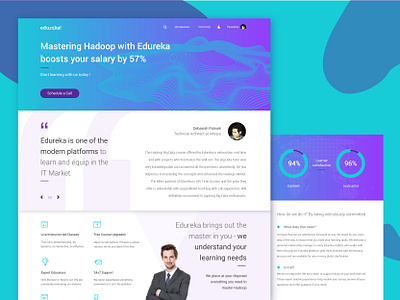 Landing Page card cool colors course design e learning education features gradient reviews salary statistics ui ux