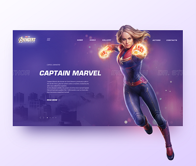 Avengers: Endgame - Captain Marvel adobe illustrator adobe photoshop adobe xd avengers endgame design first screen illustration interface movie ui ui ux design ux web web design website