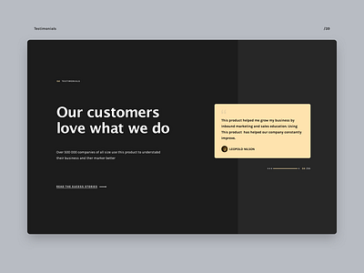 Testimonials 039 daily ui dark ui design layout testimonials ui web