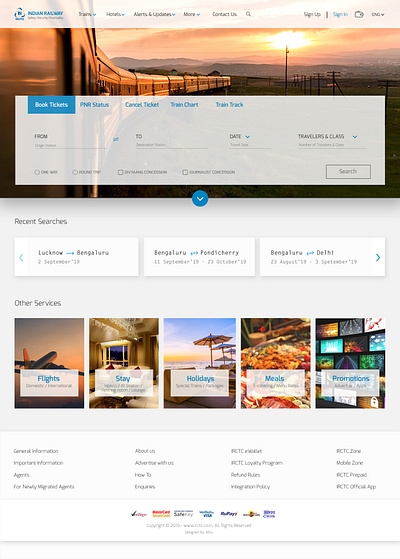 IRCTC Website - Study and REDESIGN Concept design illustration irctc photoshop user experience user experience design user interaction user interface user interface design website website design