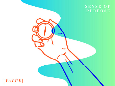 Sense of Purpose #01914C color compass direction gradient hand illustration life lines purpose sense value values vector vector art