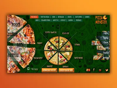 PIZZA MONSTER branding design illustration logo trending ui uiux ux vector webdesign website