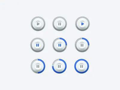 blue buttons buttons design pause play ui vector