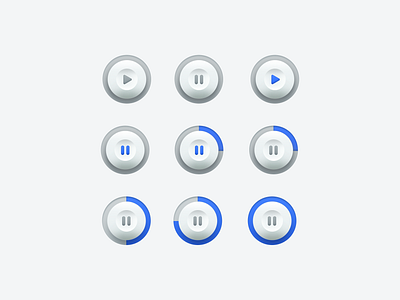 blue buttons buttons design pause play ui vector