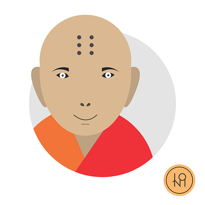 Chines Monge avatar chracter illustration monge vector