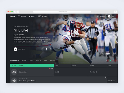 Hulu Live Guide V2 - Web Autoplay Masthead autoplay design guide hulu live networks tv tv guide ui ux ux ui video web