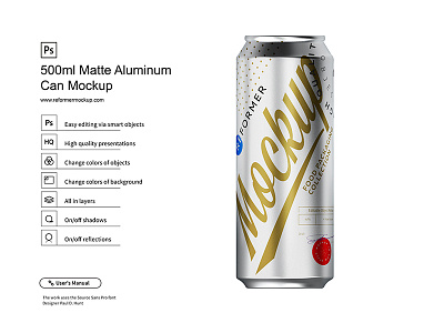 330ml Matte Aluminum Can Mockup branding coffee design exclusive mockup food illustration logo mock up mockup mockups object pack package packaging product psd psd mockup screw smart object template