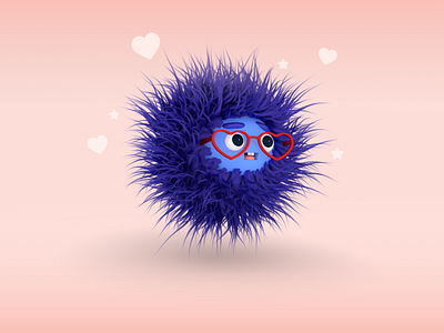 Love is 3d 3d art b3d blender blender3d clean color cute design fly flying monster hair hair ball happy illustration love monster particle system rendering