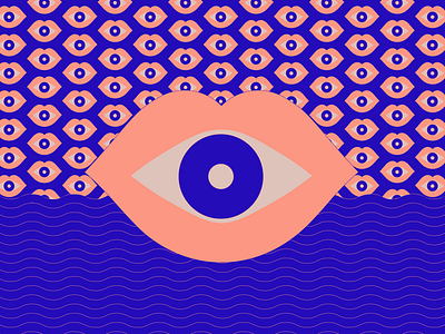 Eye Sea You. abstract blue clean design flat illustration illustrator minimal pattern poster red stockholm sweden vector