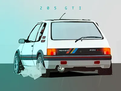 Peugeot 205 GTI 205 gti 205 gti 80s automotive car design illustration peugeot photoshop