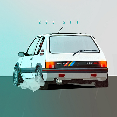 Peugeot 205 GTI 205 gti 205 gti 80s automotive car design illustration peugeot photoshop