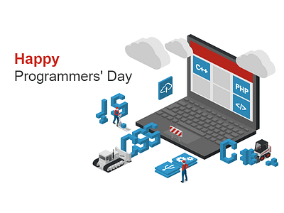 Programmers Day 2.5d illustration isometric template