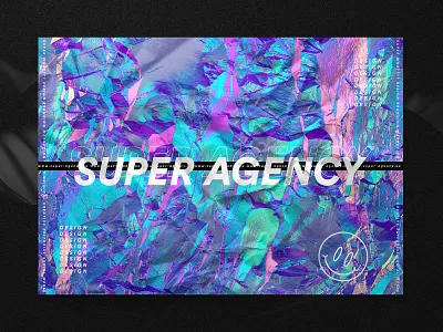Super Agency Wrinkle Sticker agency branding colors design emoji foil hello holographic identity iridescent logo neon smiley sticker typogaphy