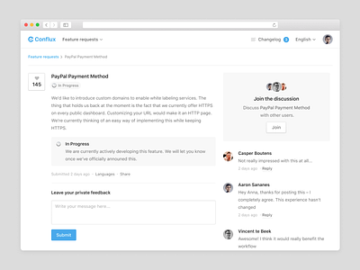 Conflux: Public Idea View button discussion feedback idea public ui ux view