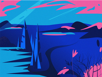 Blue-pink landscape adobe illustrator art gradient grain illustration illustration art illustration digital illustrator landscape landscape illustration mountains photoshop sketches vector art vector illustration vectorart vectorartwork