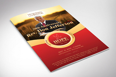 Pastor Anniversary Program Word 8 pages banquet bi fold brochure bulletin church anniversary design gold independence ball leaflet luncheon non profit pastor appreciation program templates publisher template red gold templates word template