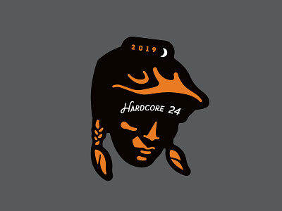 Hardcore 24 Women's Sticker 24 hour race bikeracer decals endurance race hardcore headlamp helmet illustration lights logo mountain bike nightlight race sticker zombie zombie head
