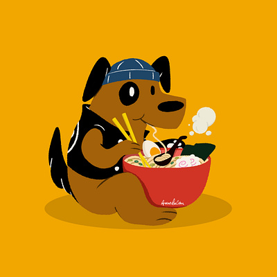 Ramen digital art dog illustration noodles photoshop ramen