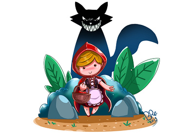 Red Riding Hood character children book illustration design fairy tail fantasy illustration kid kids playing