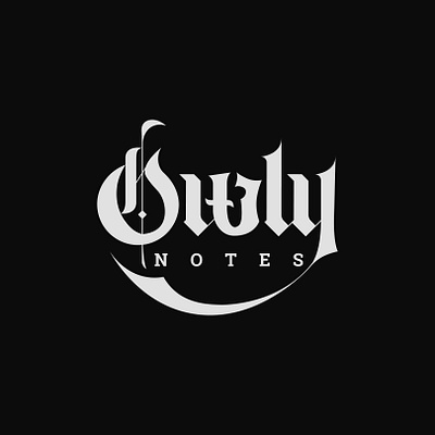 Owly Notes black white blackletter branding concept design designer graphic lettering lettermark logo minimal notes owl simple design typography vector