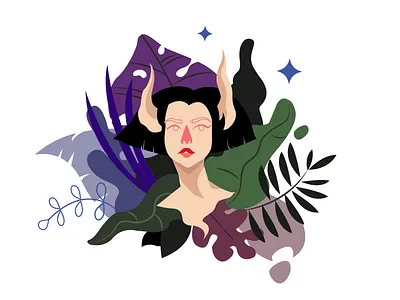 Girl in a magic forest art character characterdesign characters design draw drawing fairytale forest girl girl character illustration leaves magic miracle pixie plant plants sketch vector