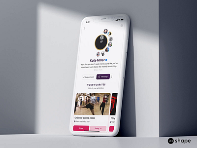 Profile screen in a dance app comunity dancer events prototype social user user experience