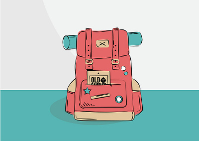 Backpack adventure backpack hiking illustration knapsack pen tool vector