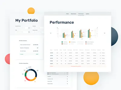 Startup Funding Club Dashboard chart dashboad design funding invest investing investment performance raise startup ui ui design uidesign uiux