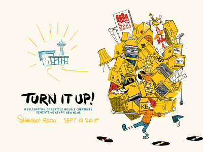 KEXP Turn it Up poster design drawing illustration poster radio seattle