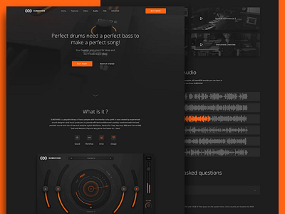 SubDivine - WWW 3d animation app blender branding clean dark design flat interface landing page marketing music orange sketch ui ux video web website
