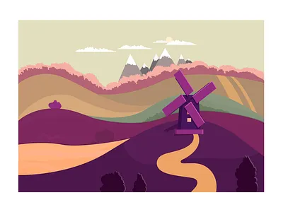 Nature landscape vector illustration agriculture bread building cloud colorful country countryside design farm farm field farmland field landscape field of wheat flowers food grain grass green field health hill