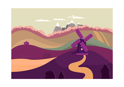 Nature landscape vector illustration agriculture bread building cloud colorful country countryside design farm farm field farmland field landscape field of wheat flowers food grain grass green field health hill