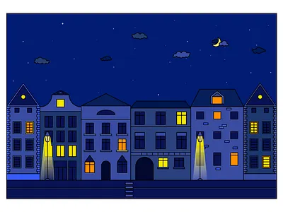 Night cityscape vector illustration apartment arch architecture art background build cartoon center city cityscape concept construction design district downtown drawing environment estate illustration vector