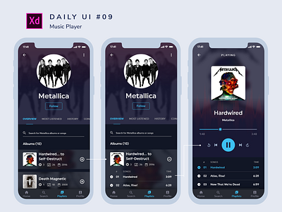 Daily UI challenge #009 adobe xd app dailyui design music music app spotify ui uidesign