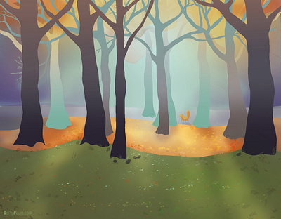 Autumnal autumn fall illustration landscape trees