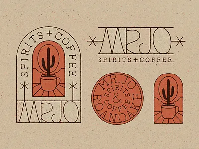 MR.JO Marks badge bar cactus coffee illustration logo logotype texas