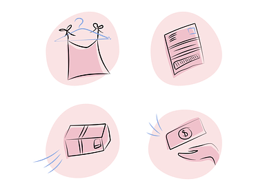 Return Policy Icon blush drawing icon illustration mail organic pink return