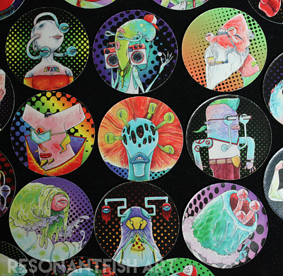 Far Out Dudes alien character design illustration pogs poster design retro