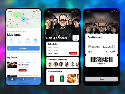 Events iPhone app app design flat ios iphone iphonex mobile ui ux