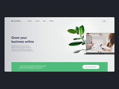 GP. Homepage apply assesment business customers design fold fullscreen green home homepage interface login marketing mockup platform submit ui ux web