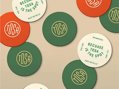 Tosa is the spot badge branding coaster design logo retro type typography vector