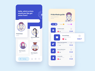 Frida Guide art design frida kahlo illustration mobile travel ui ux