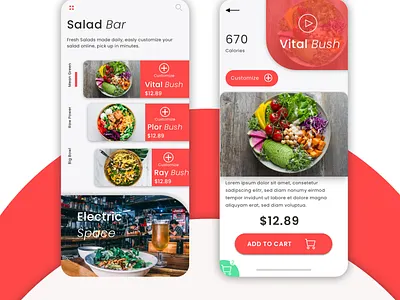 Salad bar App Concept app design flat ui ui ux design ux