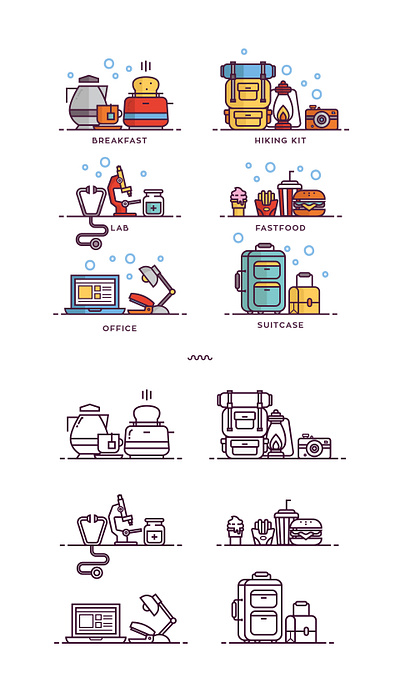 Mix Icon Set app breakfast design freepik hiking icon illustration lab logo music office ui ux vector