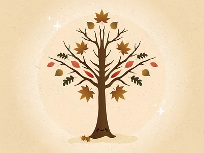 Happy Little Leaves. autumn leaves character custom cute art fall happy illustration leaves marks shapes sketch vector