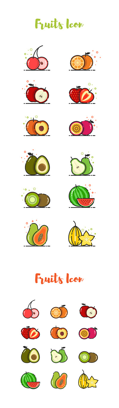 Fruit Icon Set app design dribbble freepik fruit icons fruit illustration fruit logo icon illustration logo ui ux vector